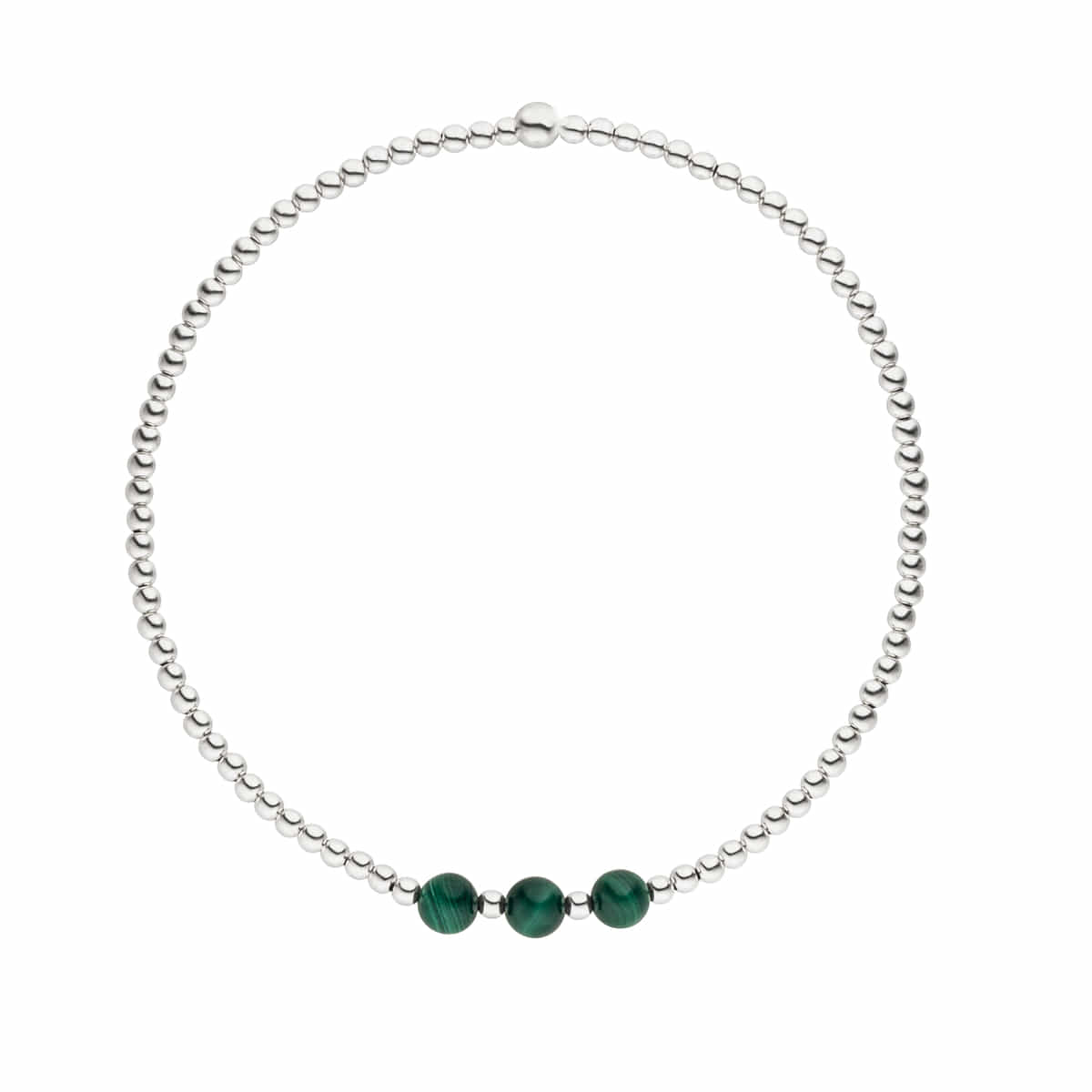 Kugelarmband zart Silber - Grün, 925 Silber