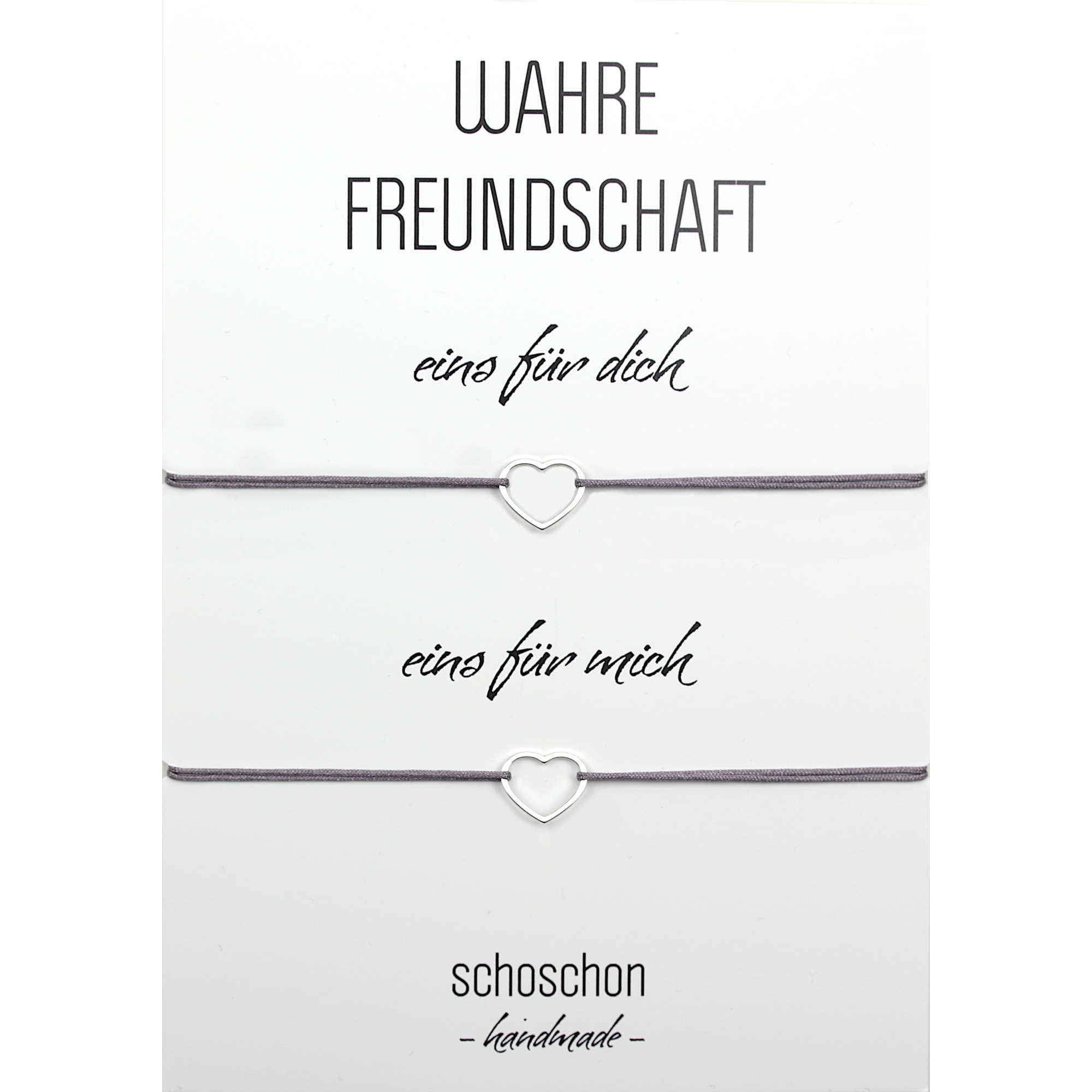 Freundinnen / Mutter Tochter Armband Set Herz 925 Silber - Dunkelgrau | Beste Freundin BFF Schmuck