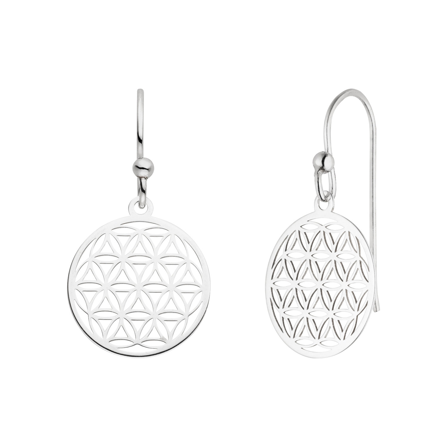 Ohrringe Blume des Lebens 925 Silber ø 15 mm | Ohrhaken Lebensblume Ohrhänger Schmuck