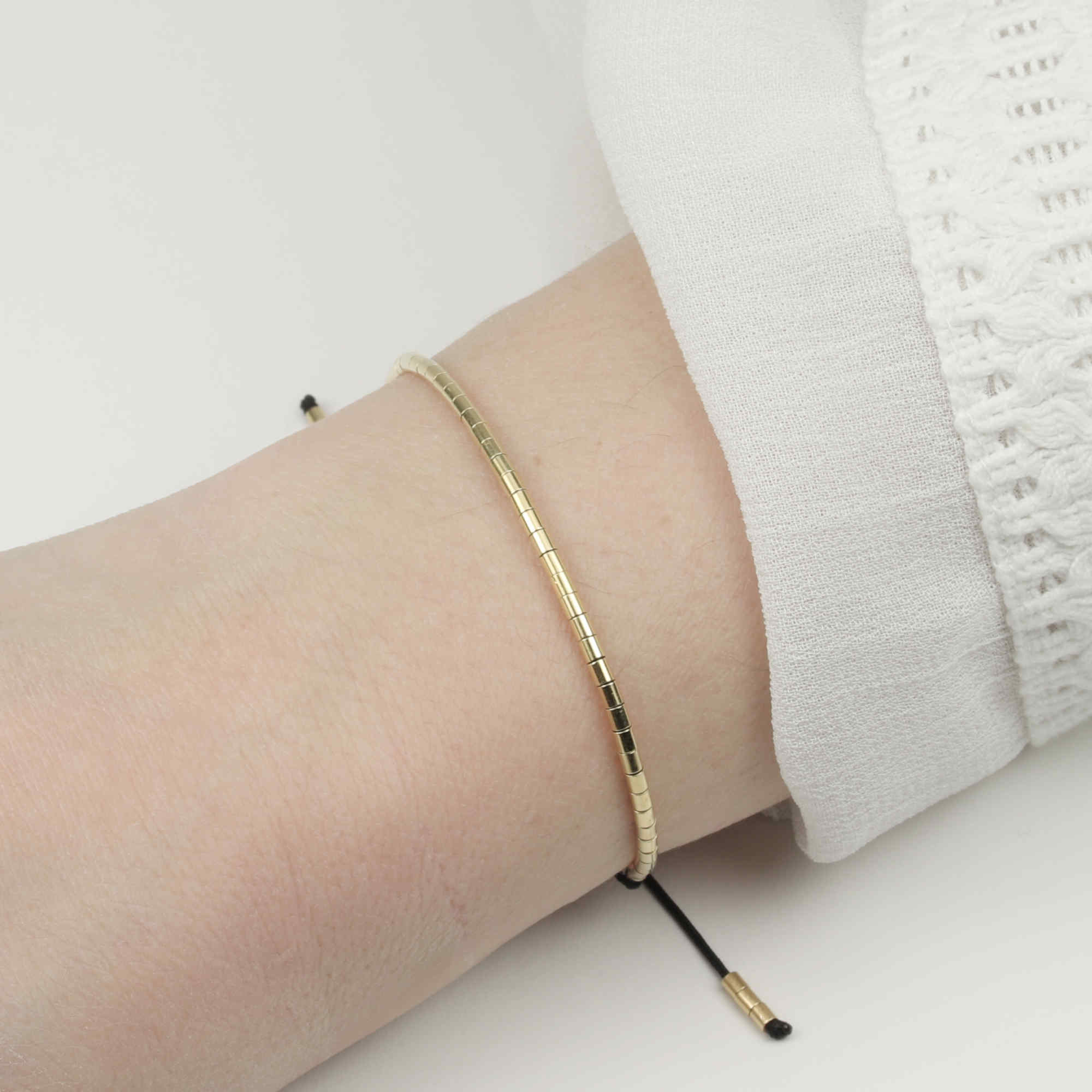 Armband Basic Tubes 925 Silber vergoldet Schwarz-Gold