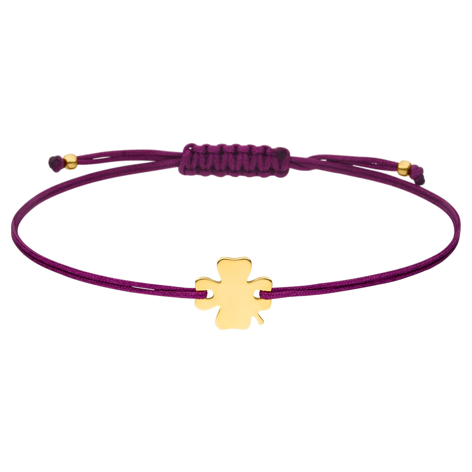 Textilarmband Kleeblatt 925 Silber vergoldet / Armband Schmuck Klee Trifolium