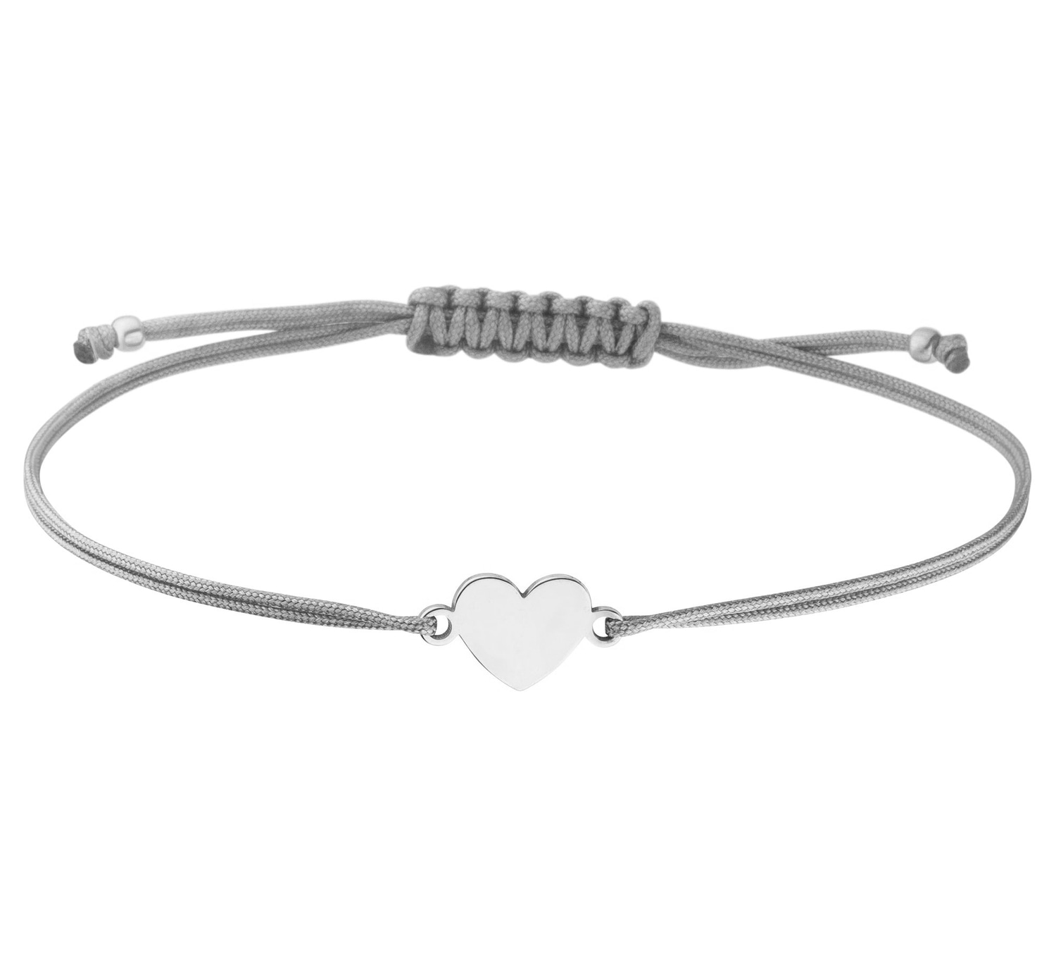 Armband Herz 925 Silber Hellgrau mit individueller Gravur | Schmuck personalisierbar 20 Farben