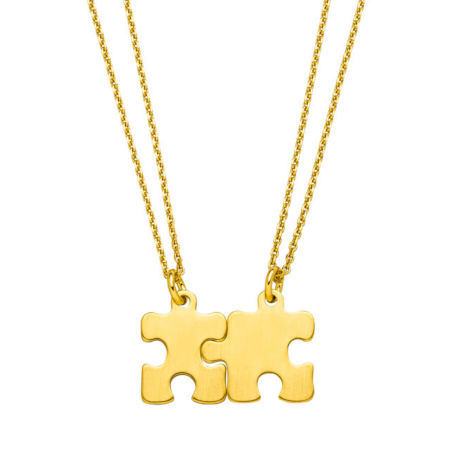 Puzzleteile Halskette Set 925 Silber vergoldet | Partnerketten Puzzle