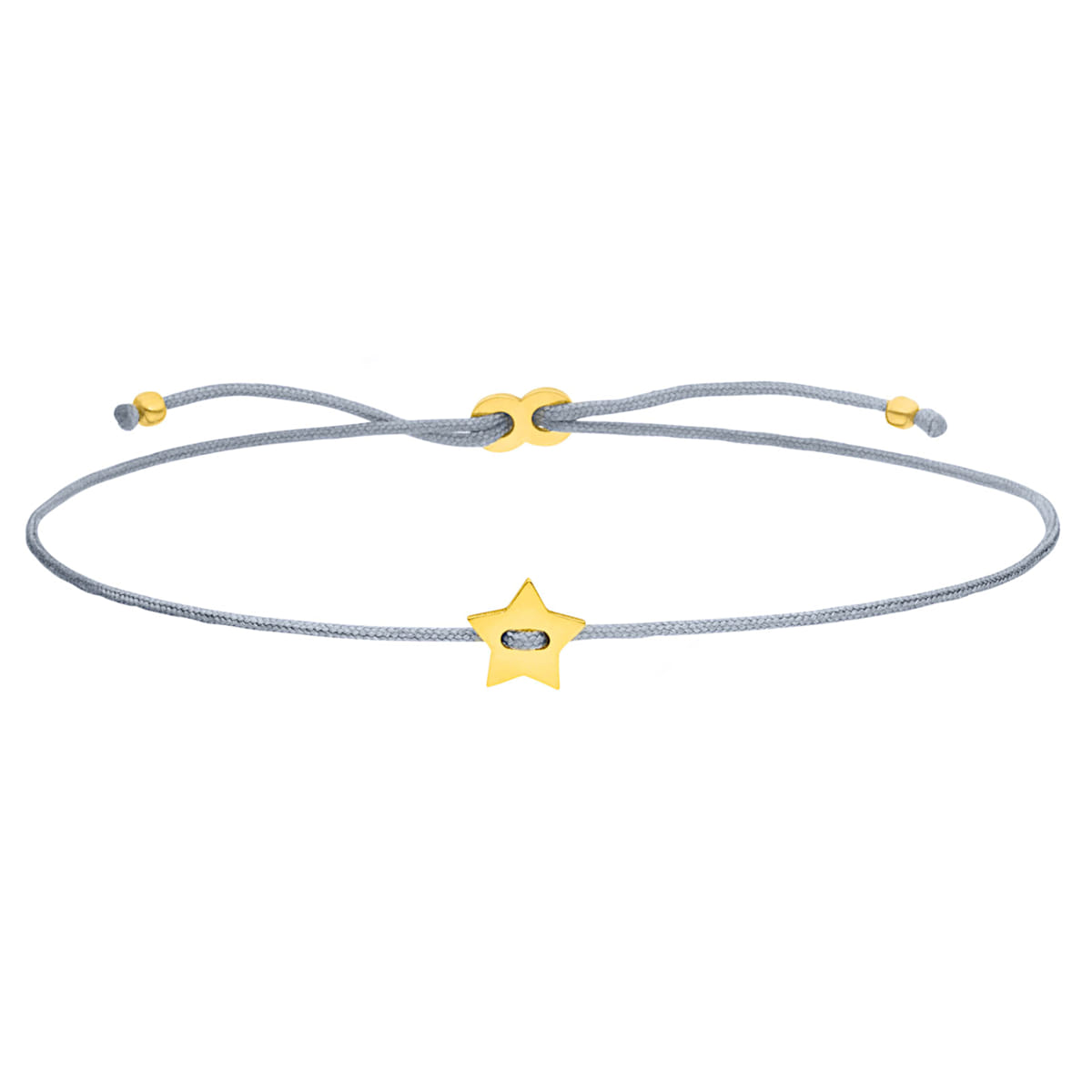 Armband Stern 925 Silber vergoldet-Grau verstellbar | Armbändchen Sternchen Textilschmuck