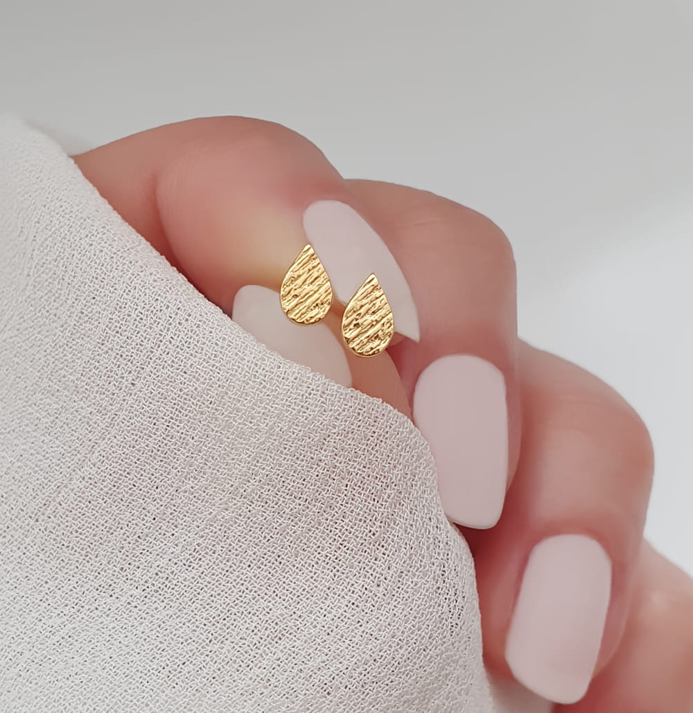 Minimalistische Tropfen Ohrstecker 925 Silber vergoldet