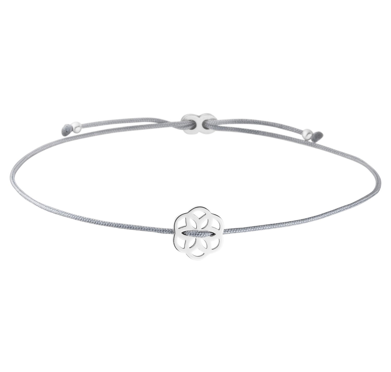 Freundschaftsarmband Same des Lebens Symbol in Grau - 925 Silber - Armband Lebensblume
