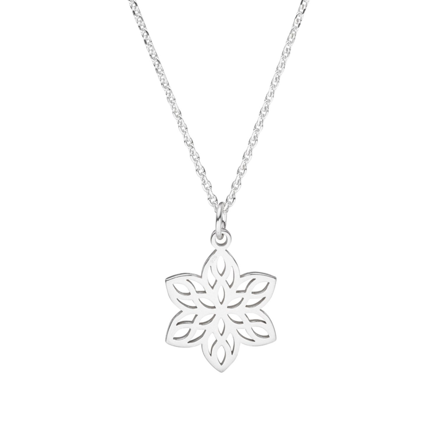 Halskette Blumenanhänger 925 Silber / Blumenkette Mandala Blume Blumenschmuck