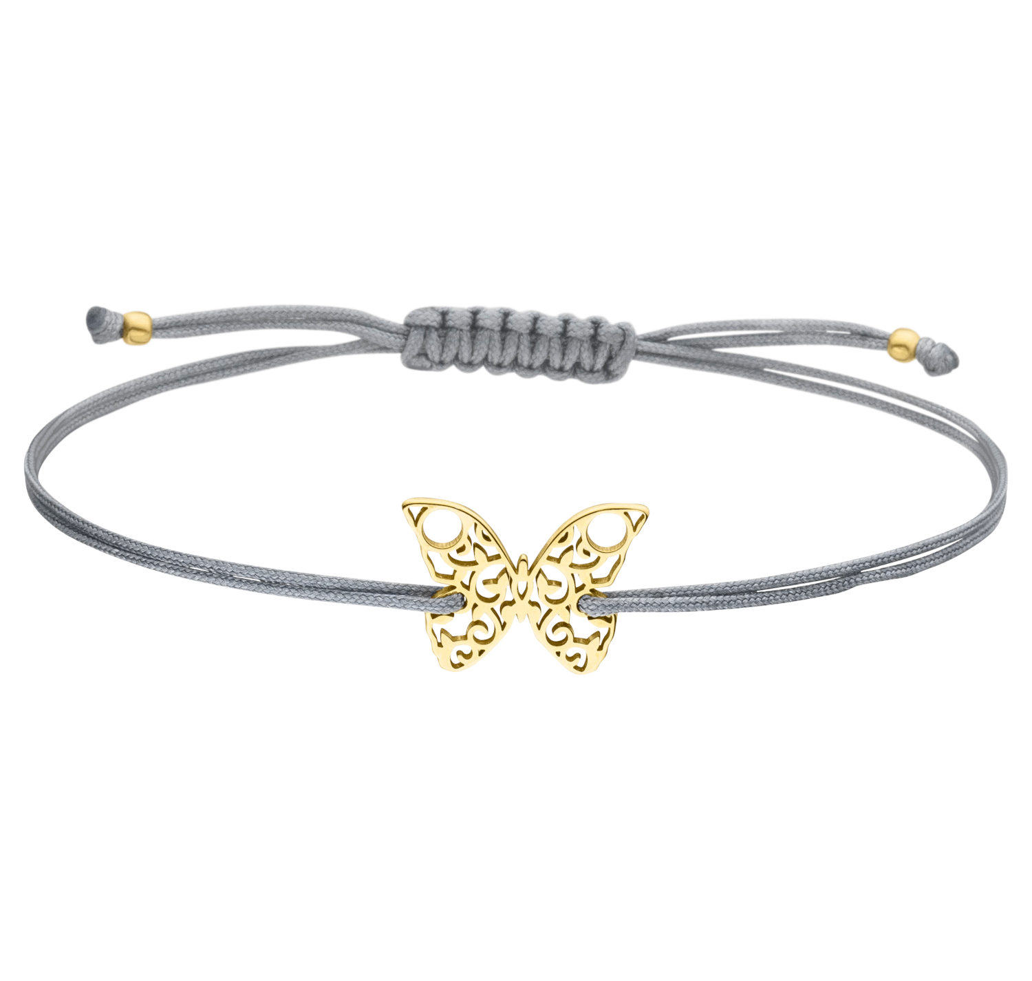 Armband Schmetterling 925 Silber vergoldet - Nude | Butterfly Charm Textilarmband Schmuck