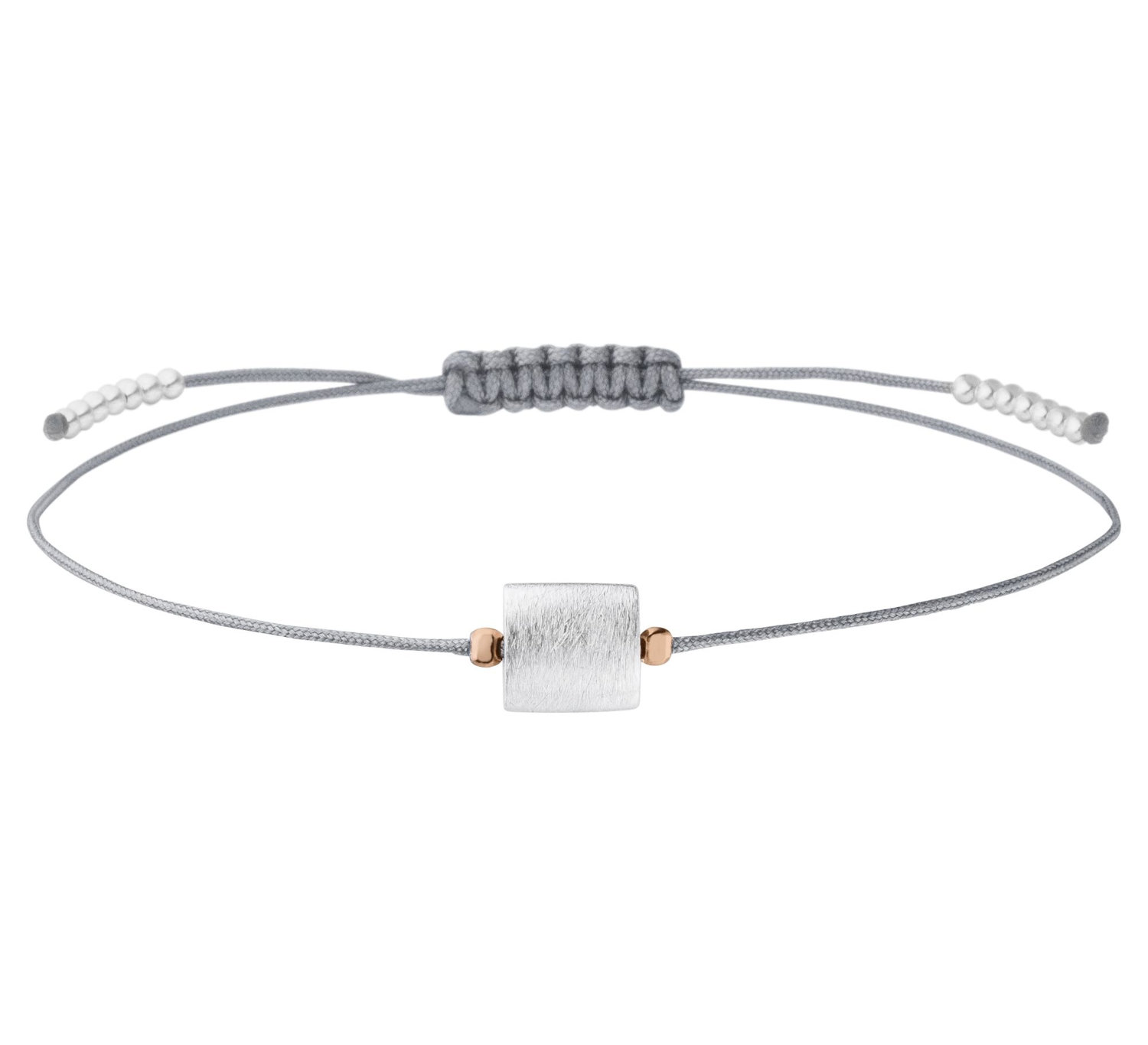 Textilarmband Silberelement in Grau, 925 Silber