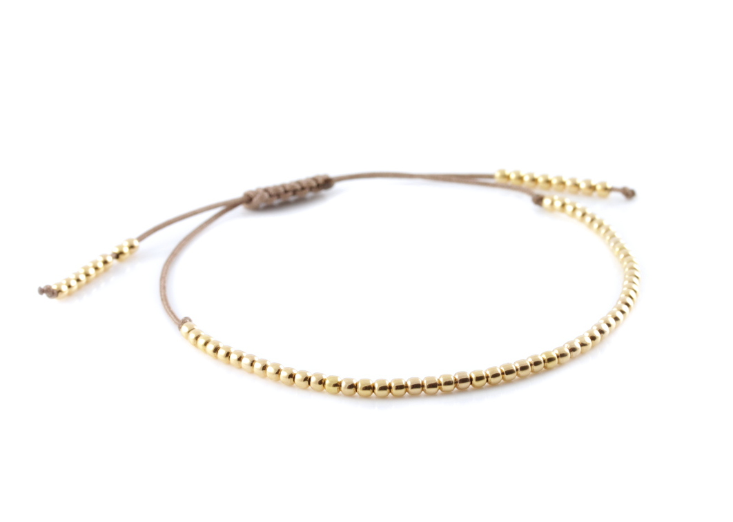 Kugelarmband 925 Silber vergoldet Gold-Taupe | Armband Kügelchen Kugeln