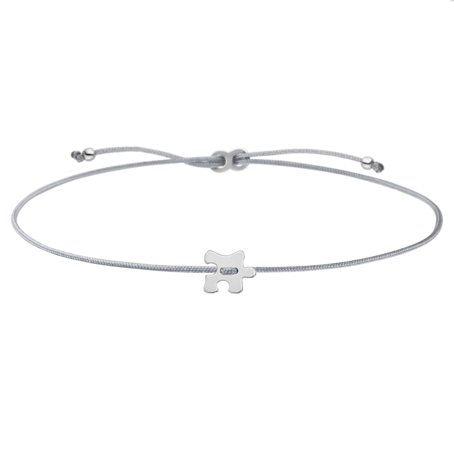 Mini Puzzle Freundschaftsarmband - 925 Silber - Grau
