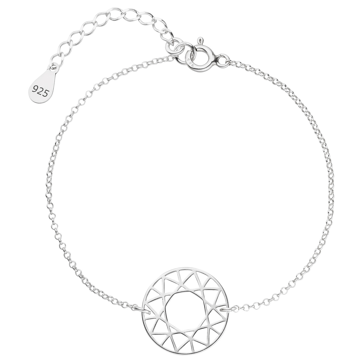 Armband Stern Kreis 925 Silber - Armkette Star