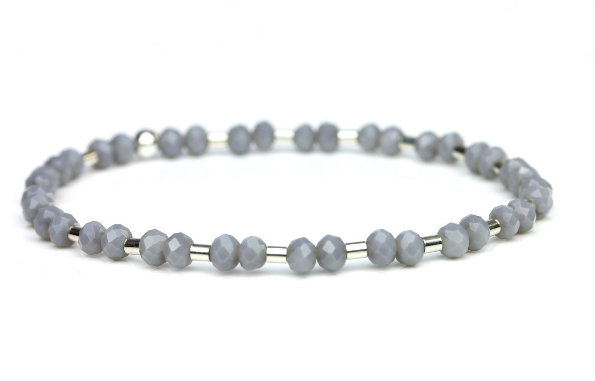 Glasperlenarmband in Silber/ Grau