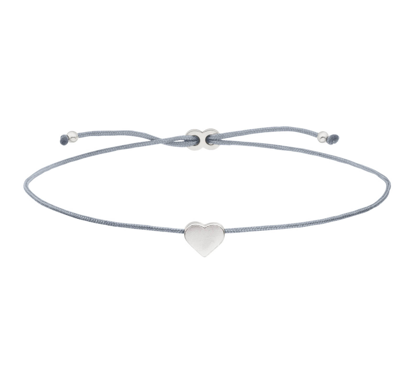Freundschaftsarmband Herz Symbol in Silber-Grau 925 Silber | Textil BFF Armband