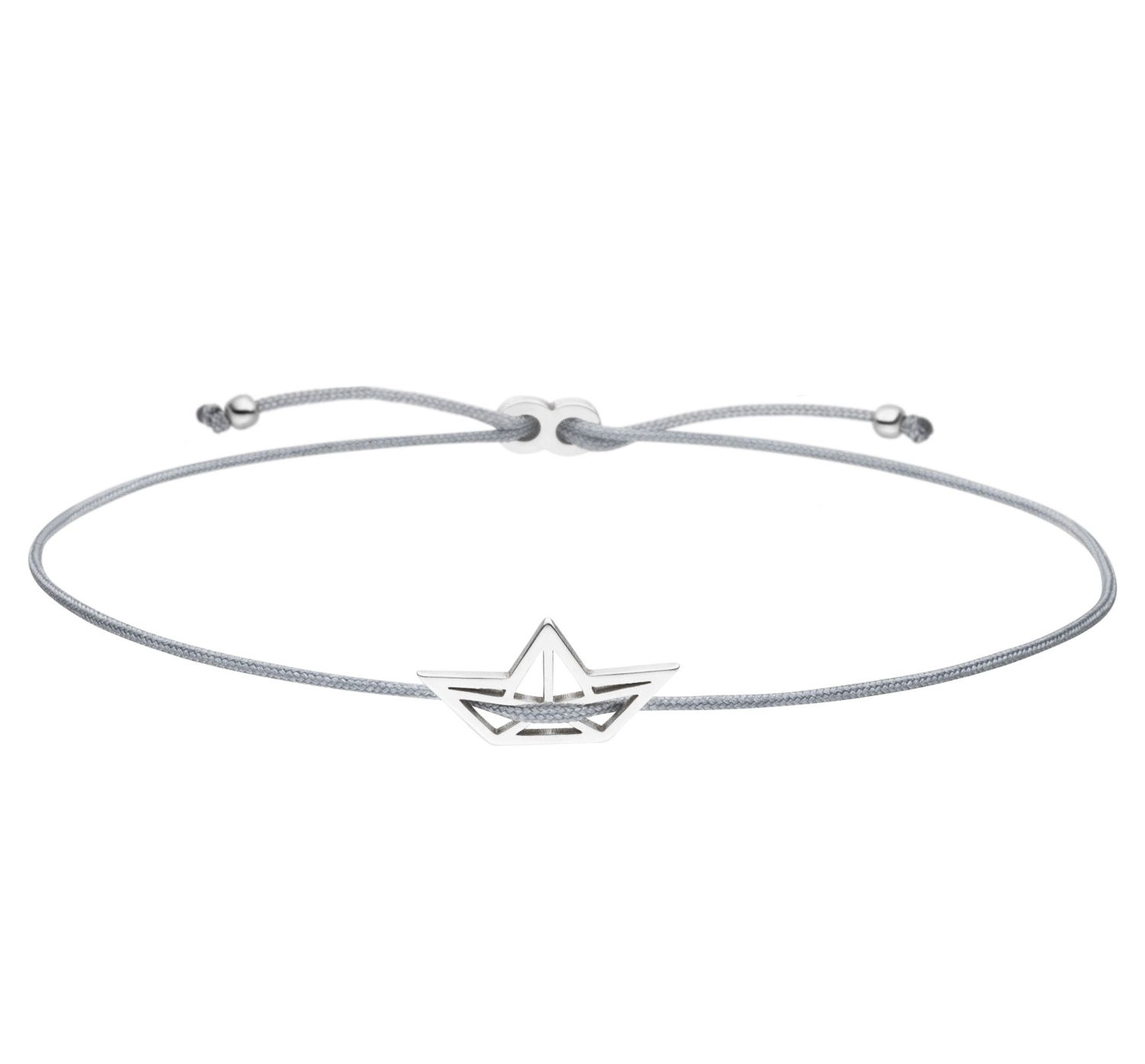 Freundschaftsarmband Papierboot Symbol in Grau - 925 Silber | Armband Papierschiffchen