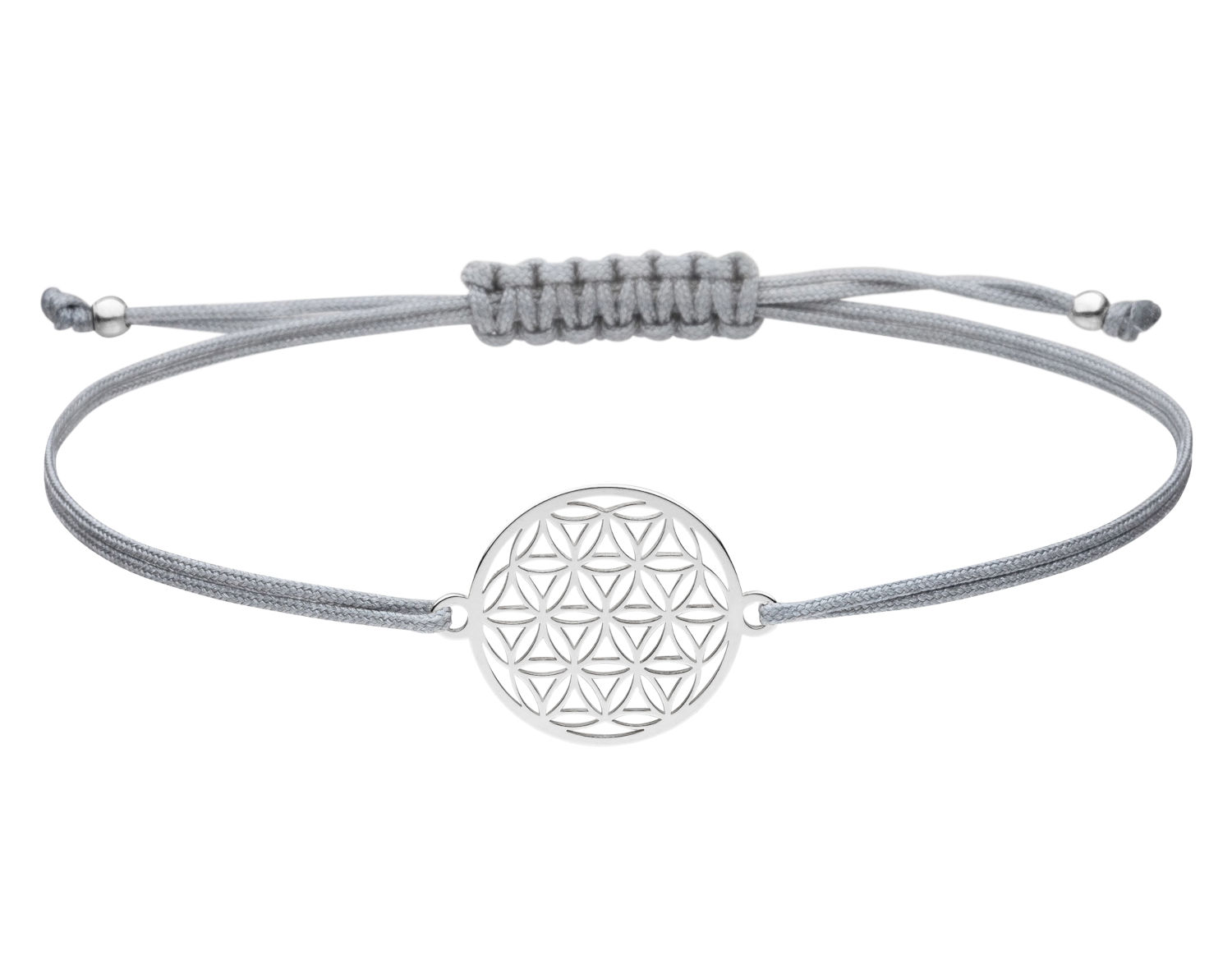 Blume des Lebens Armband 925 Silber Silber-Hellgrau ø 15 mm
