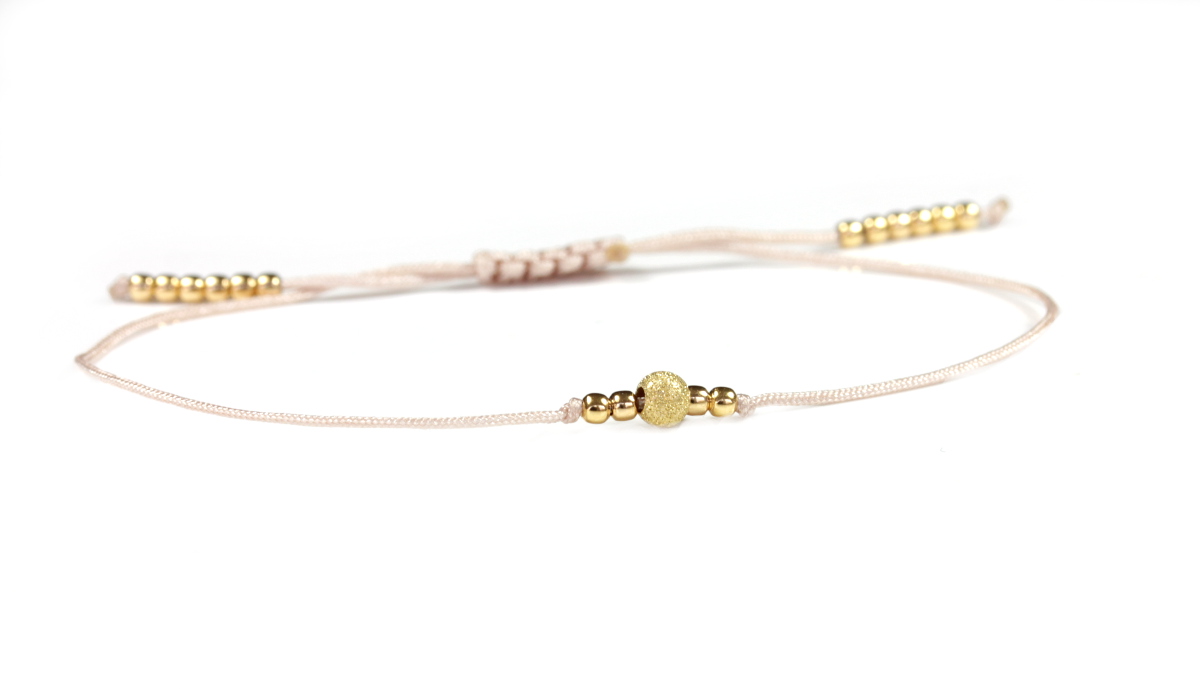 Textilarmband Silberperlen | Kugelarmband Individualiserbar 20 Farben