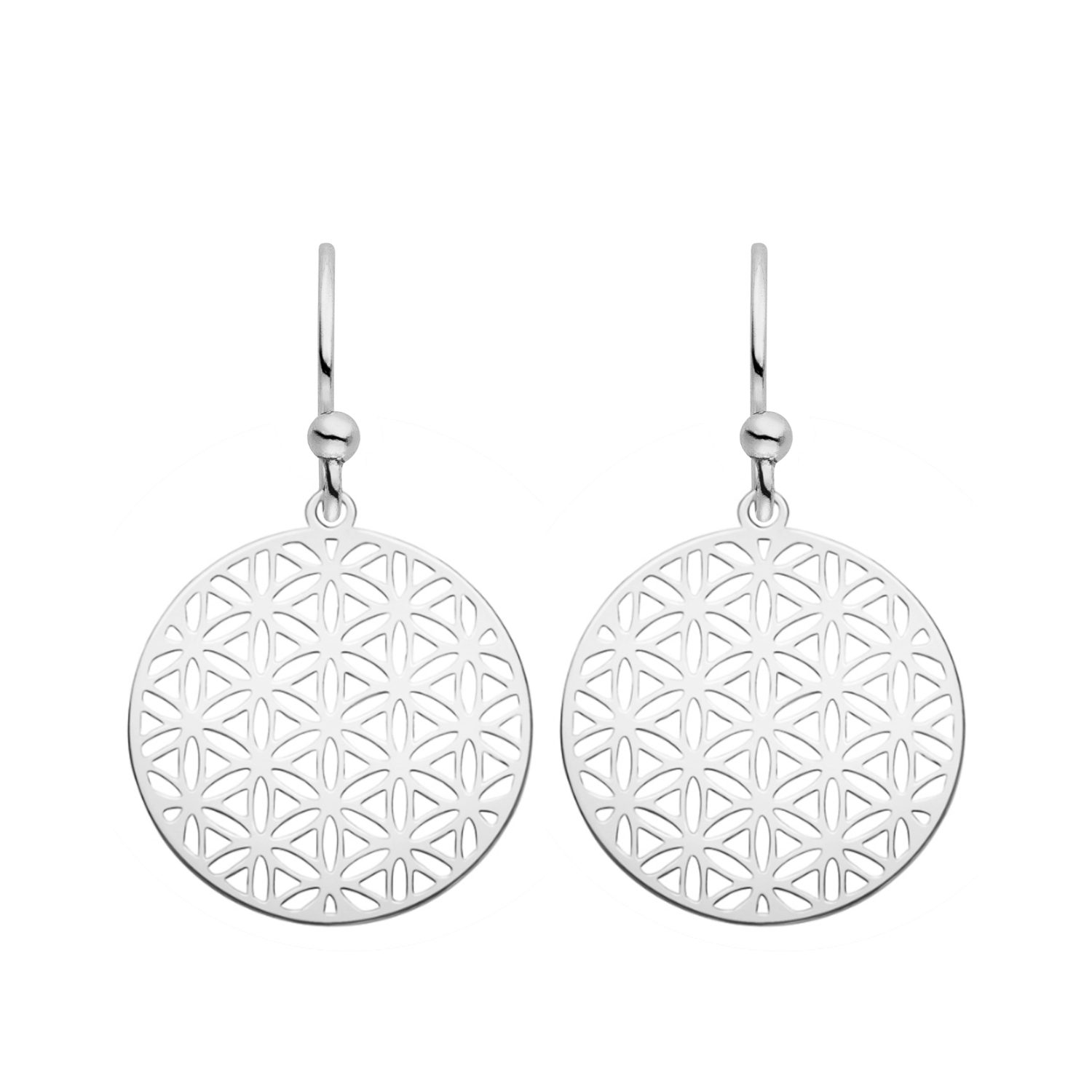 Ohrringe Blume des Lebens 925 Silber ø 20 mm | Ohrhaken Lebensblume Ohrhänger
