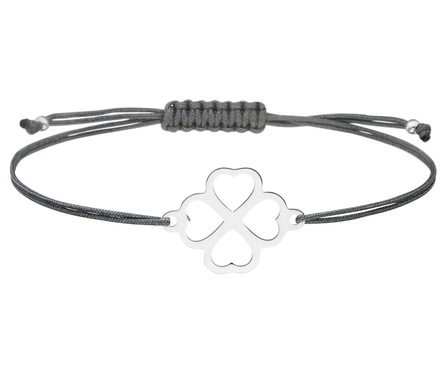 Armband Kleeblatt 925 Silber Dunkelgrau