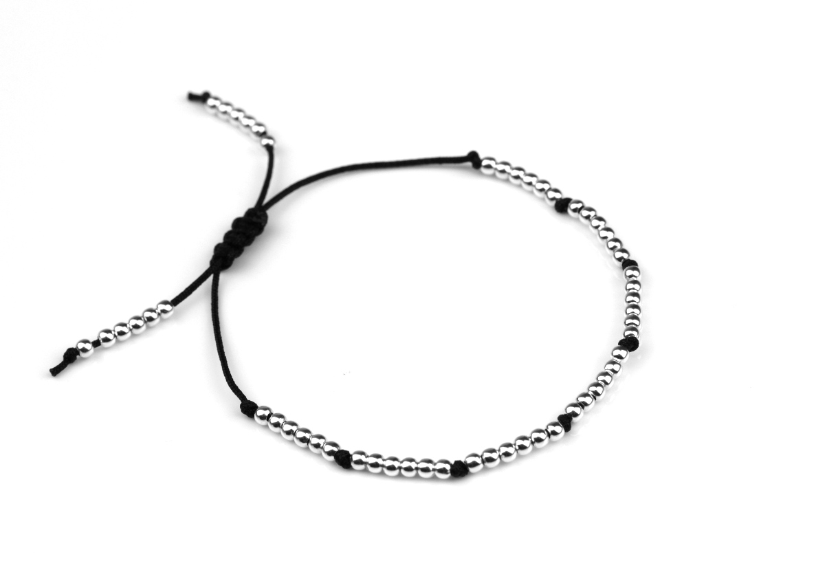 Textil Armband Schwarz-Silber