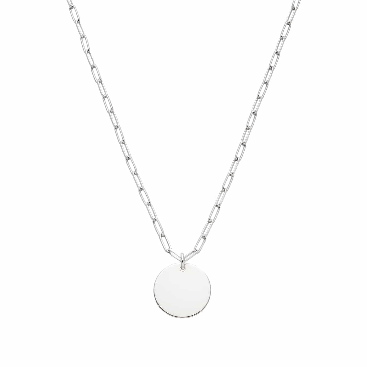 Büroklammerkette 925 Silber mit Plättchen Anhänger