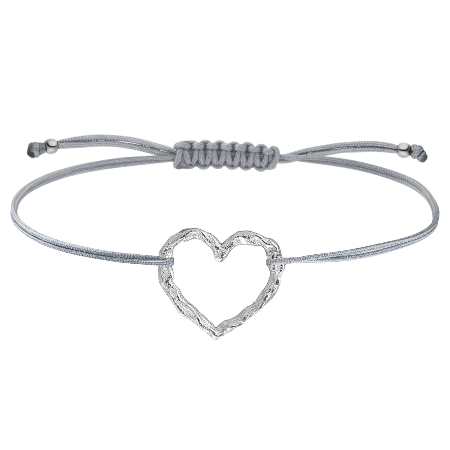 Herz Armband mit Struktur 925 Silber - Grau