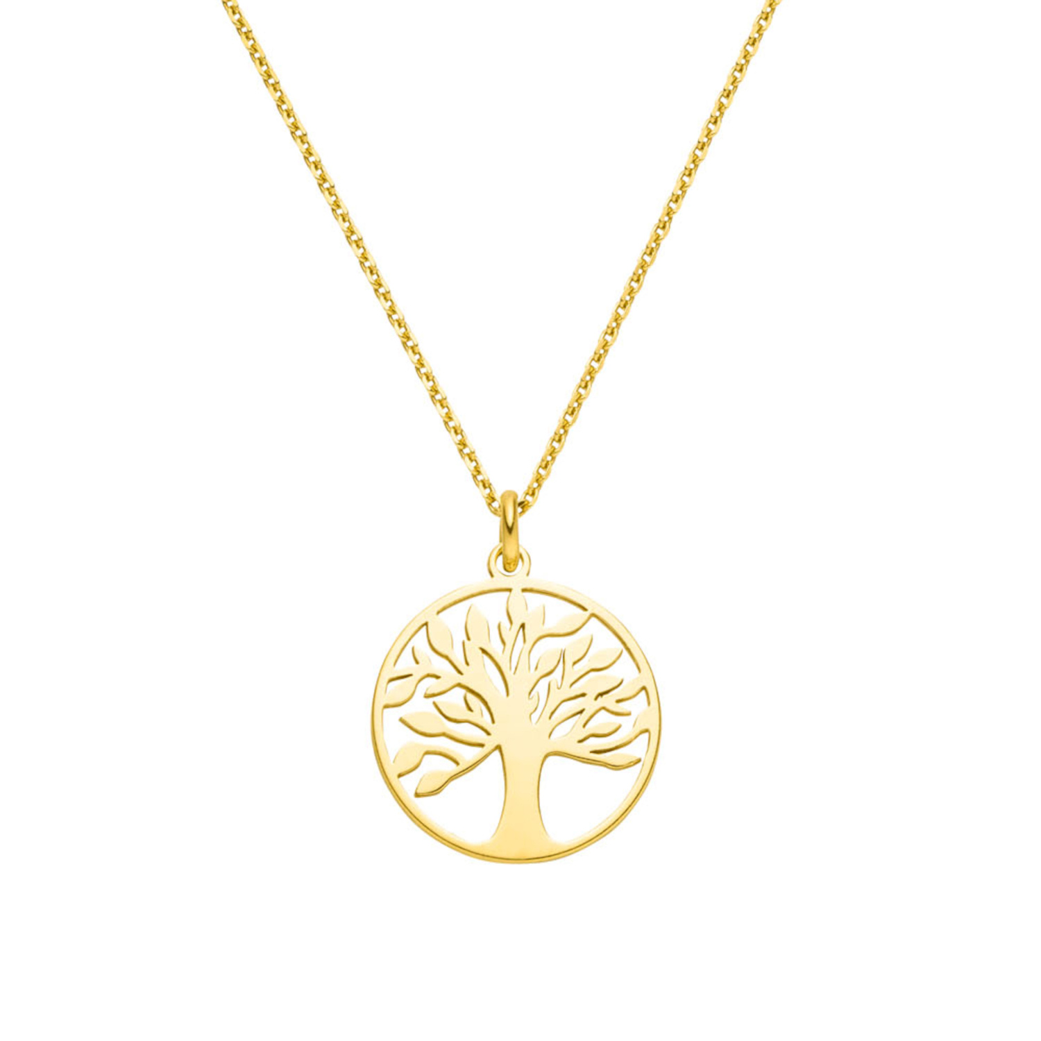 Halskette  Baum des Lebens Anhänger 925 Silber vergoldet ø 16,5 mm - Lebensbaum Schmuck