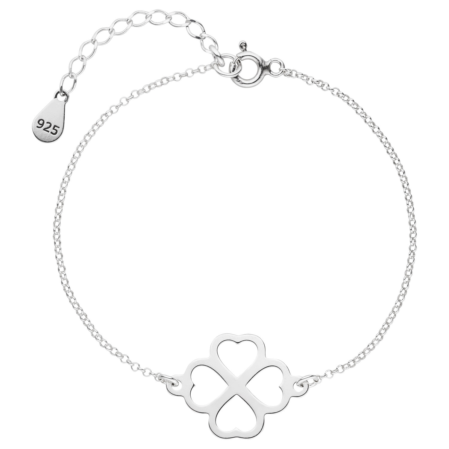 Armkette Vierblättriges Kleeblatt 925 Silber -  Armband Vierblättriger Klee