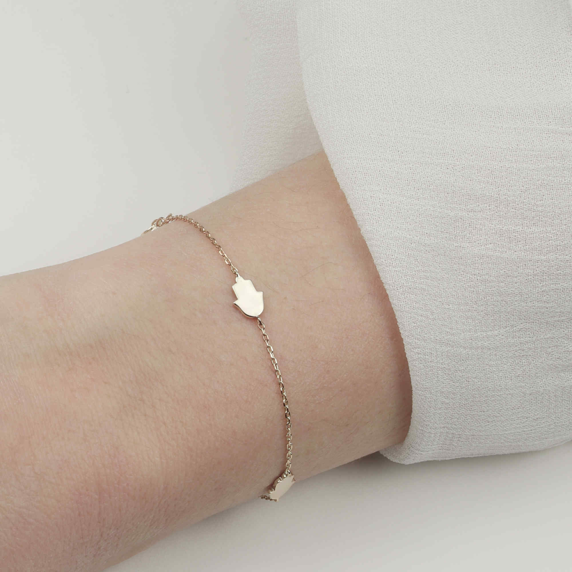 Armkette Fatimas Hand Hamsa 925 Silber vergoldet