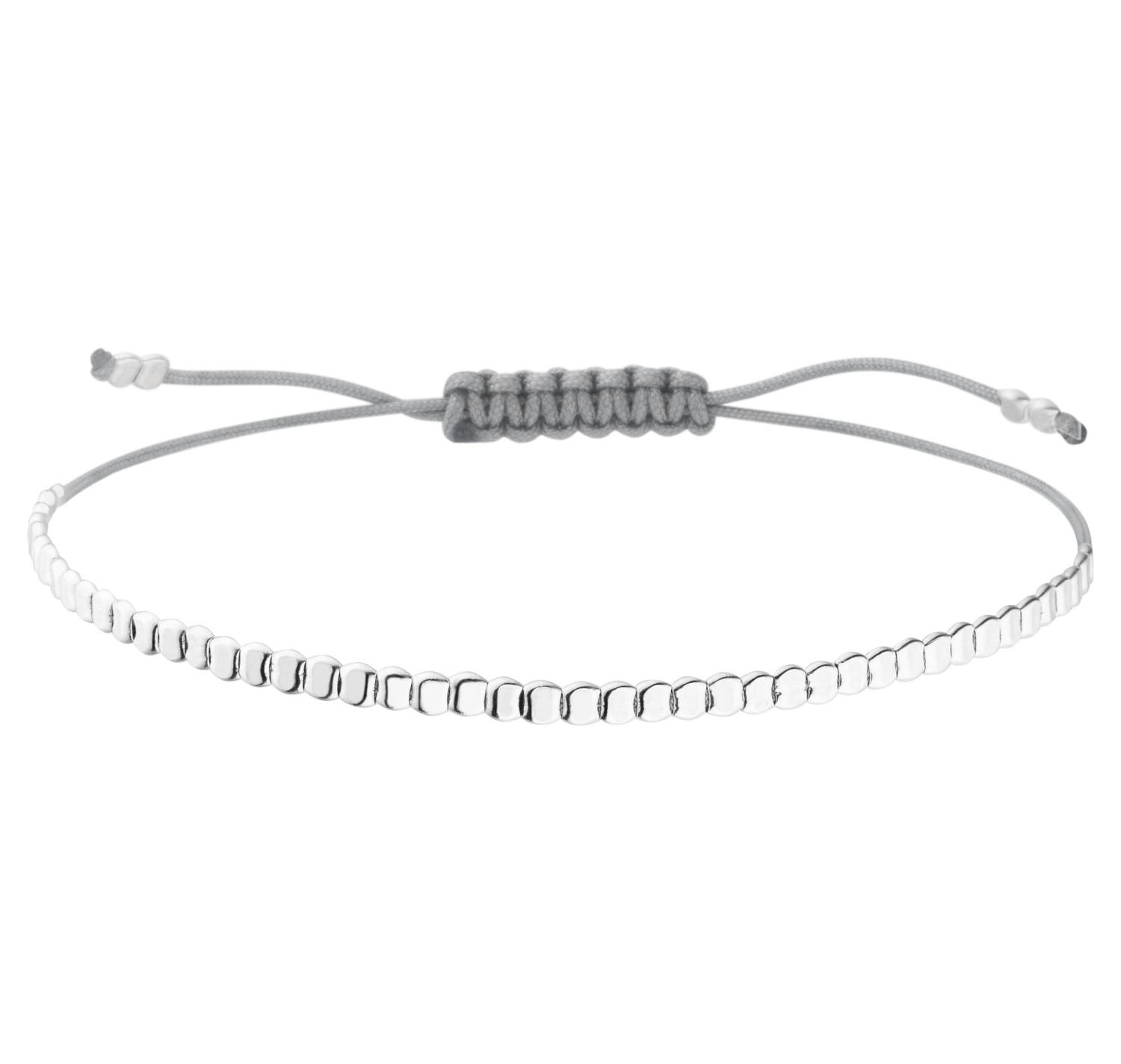 Basic Textilarmband mit 925 Silber-Elementen Silber-Grau