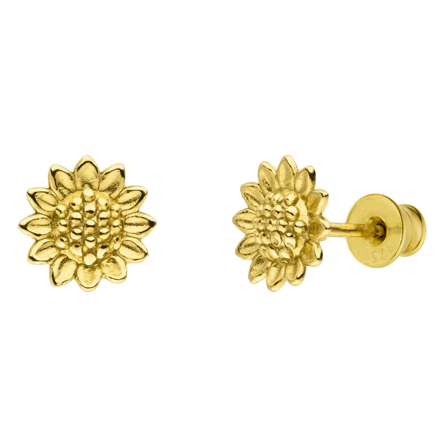 Sonnenblumen Ohrstecker 925 Silber vergoldet | Blumen Ohrringe