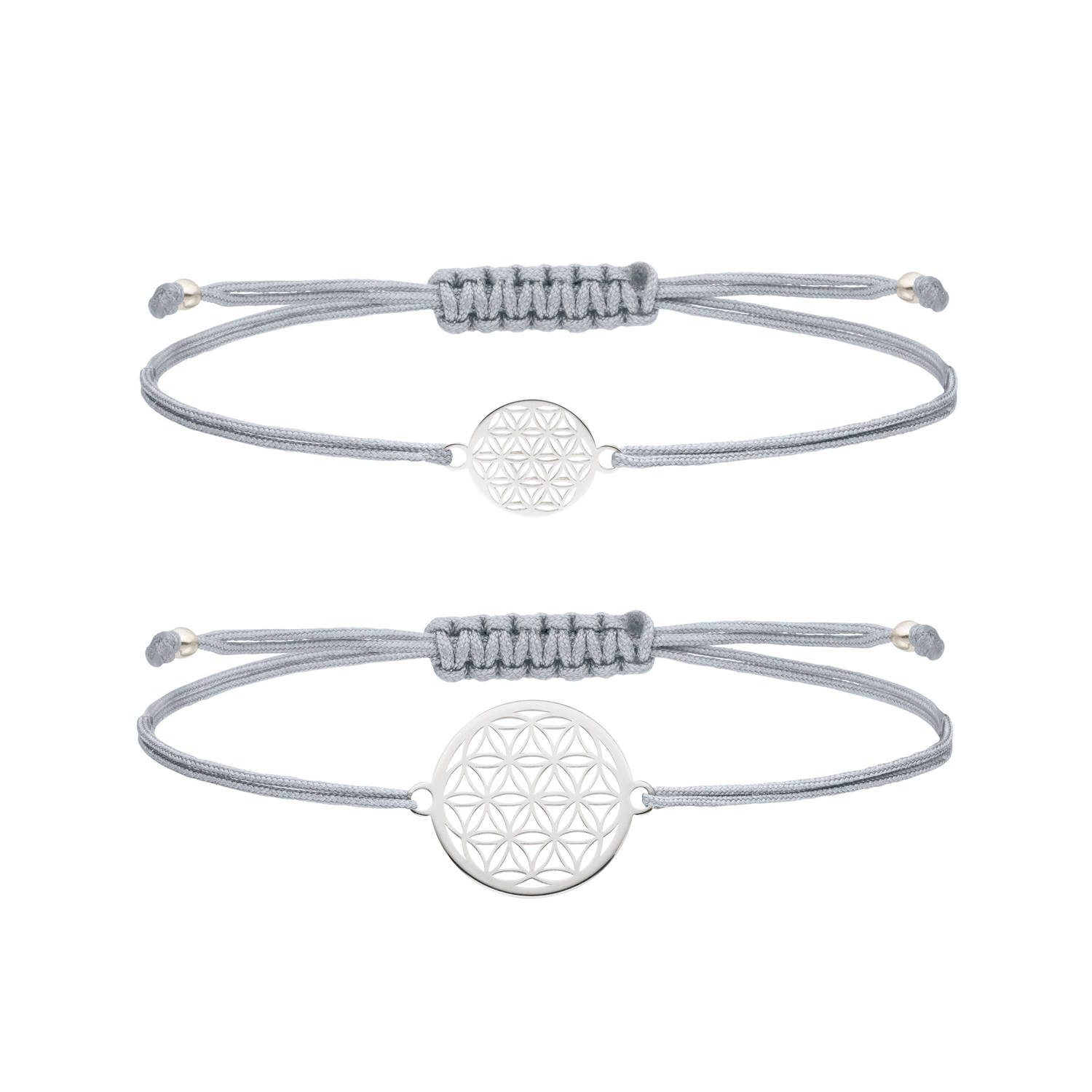 Mutter Tochter Blume des Lebens Armband Set 925 Silber Grau-Silber | Schmuck Lebensblume