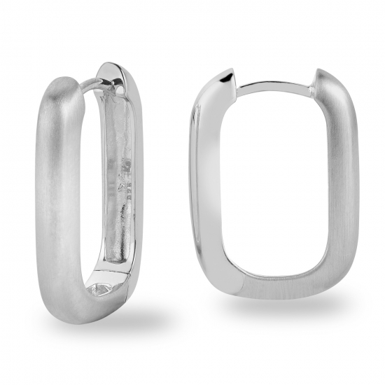 Rechteckige Klappcreolen teilmatt 925 Silber