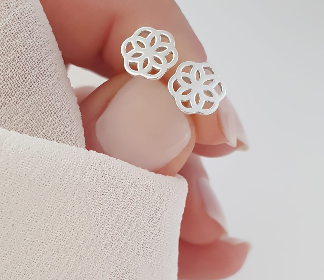 Same des Lebens Ohrstecker 925 Silber | Saat des Lebens Ohrringe