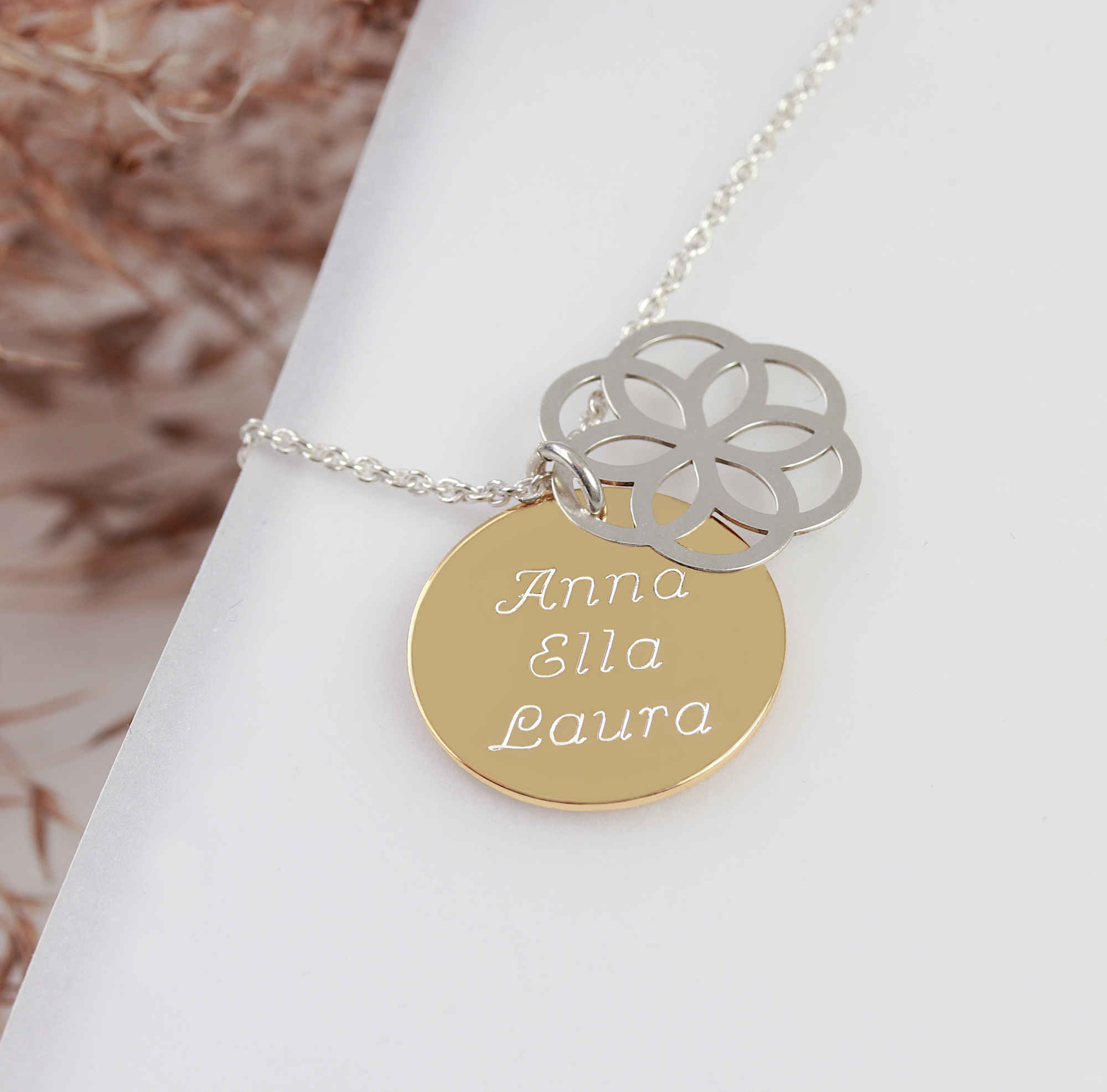 BLUME DES LEBENS - Kette Saat des Lebens - Gravur personalisierbar