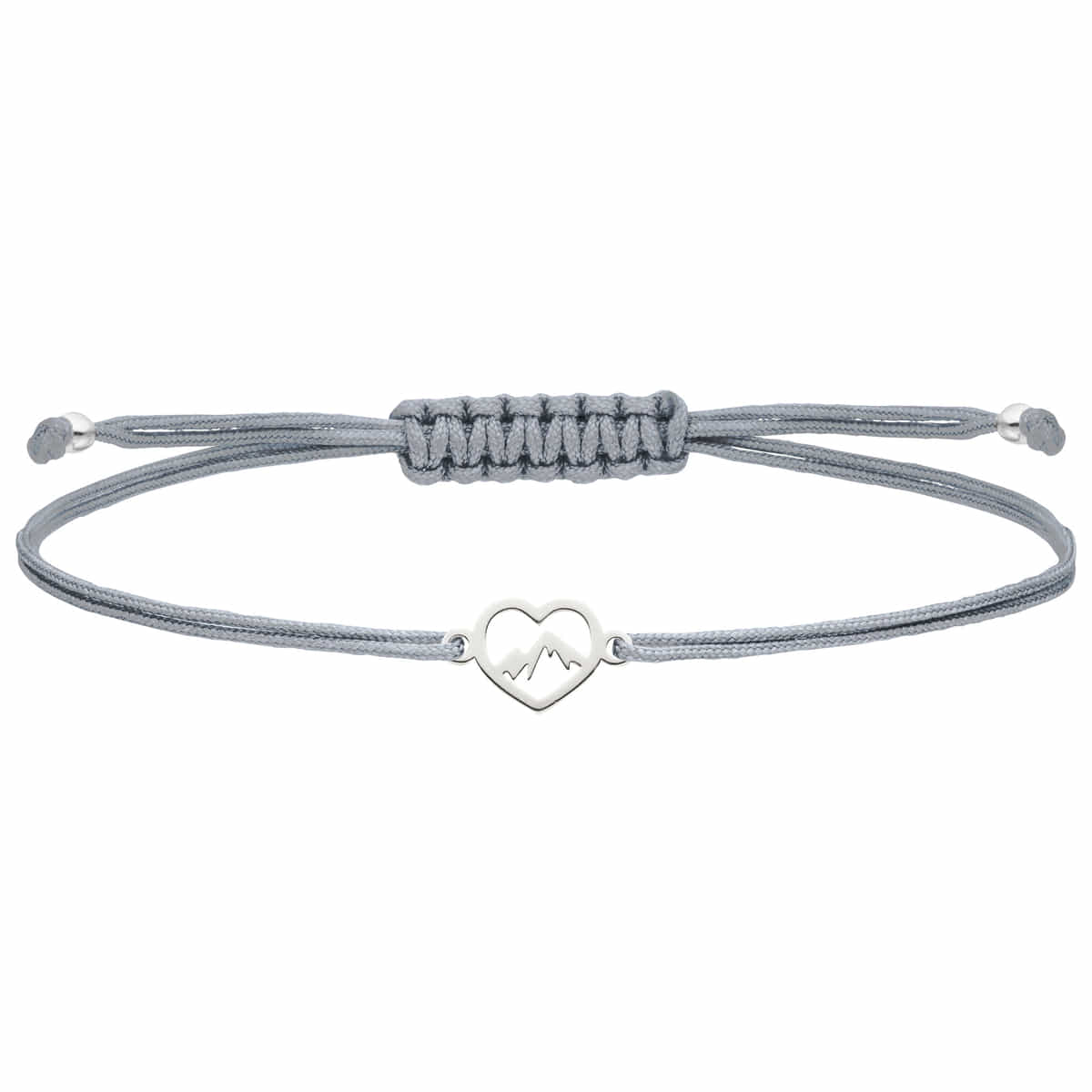 Minimalistisches Armband Herz Berge 925 Silber-Grau