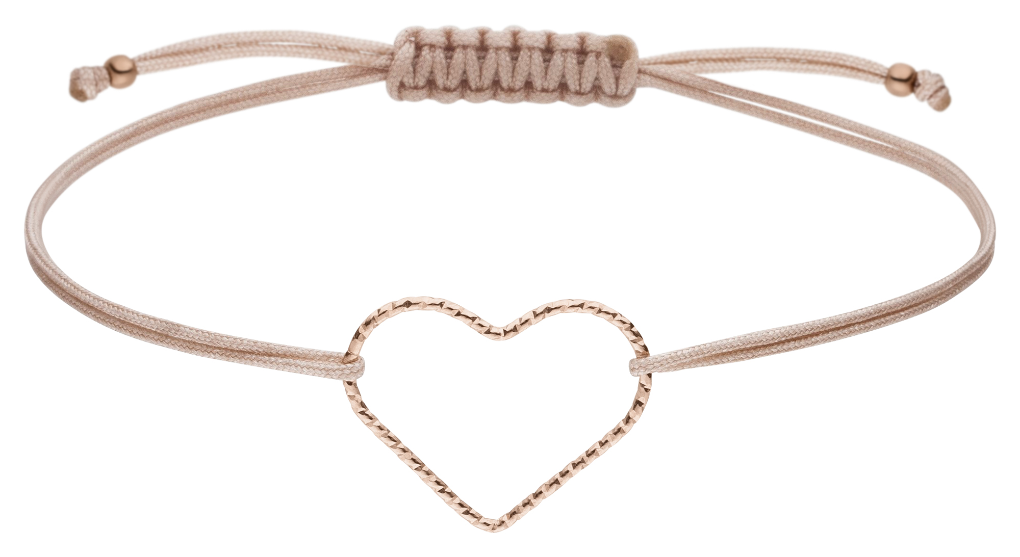 Freundschaftsarmband Herz 925 Silber rosevergoldet-Nude (20 x 16 mm)