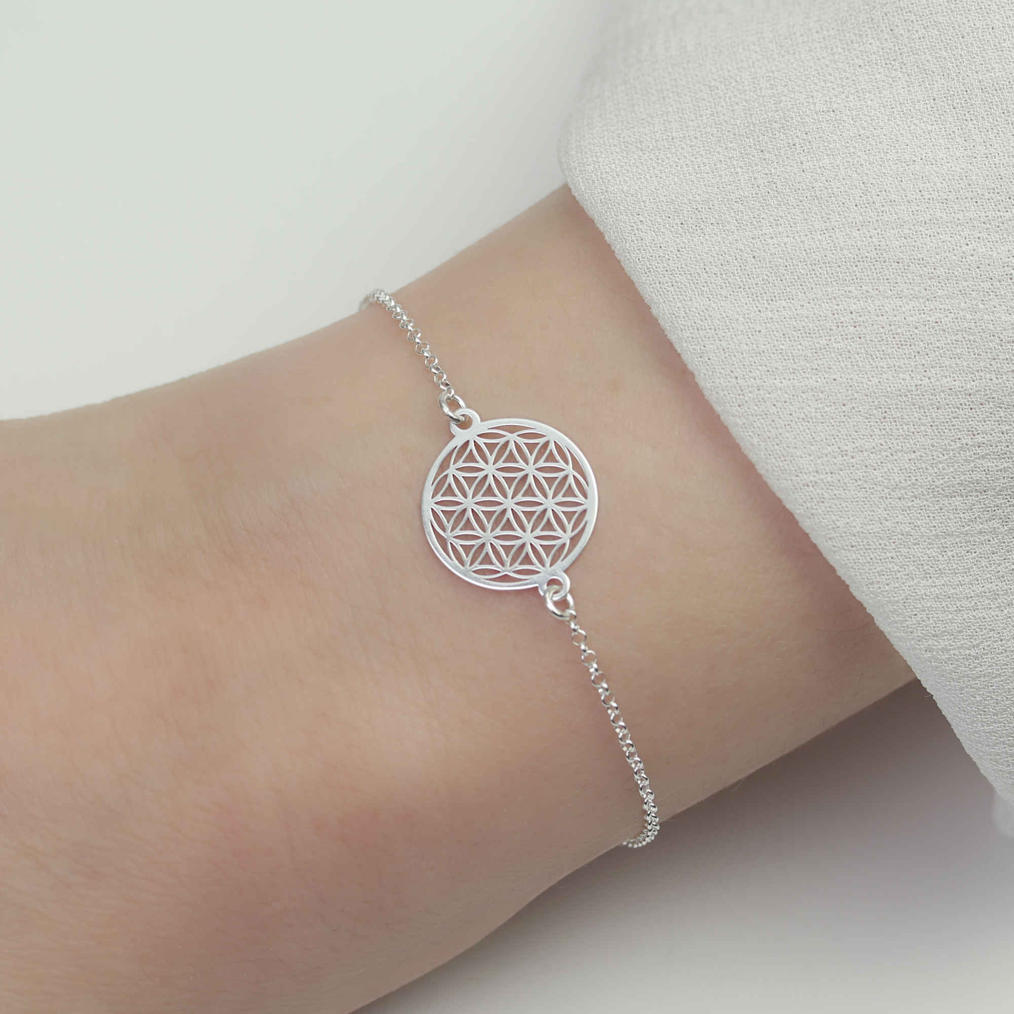 Armband Blume des Lebens 925 Silber / Armkette Lebensblume Schmuck