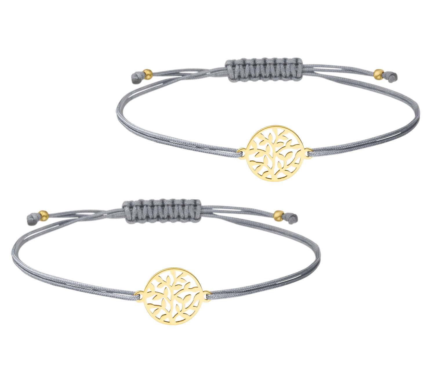 Mutter Tochter Baum des Lebens Lebensbaum Armband Set 925 Silber vergoldet Grau-Gold