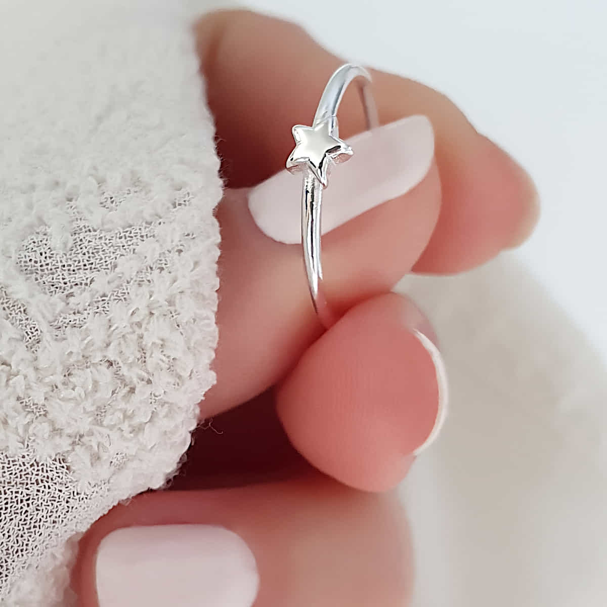 Stern Damenring 925 Silber – zart filigran Geschenk Freundin Ring Größe 53