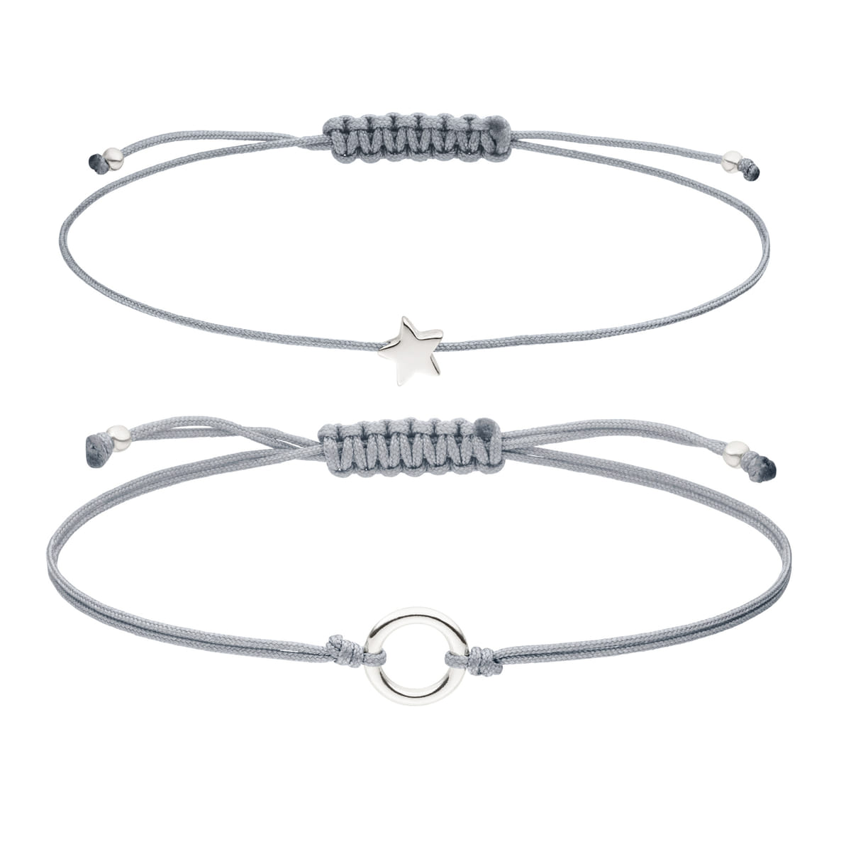Set Stern / Kreis  Grau - Silber 925 Silber