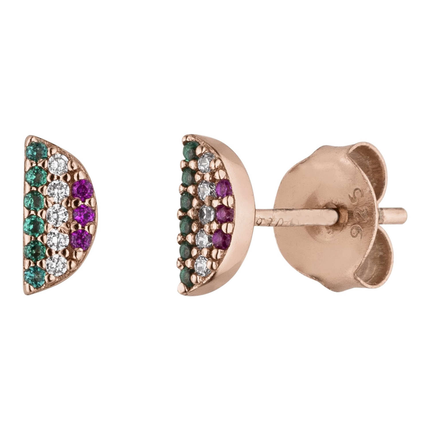 Wassermelonen Ohrstecker 925 Silber rosevergoldet