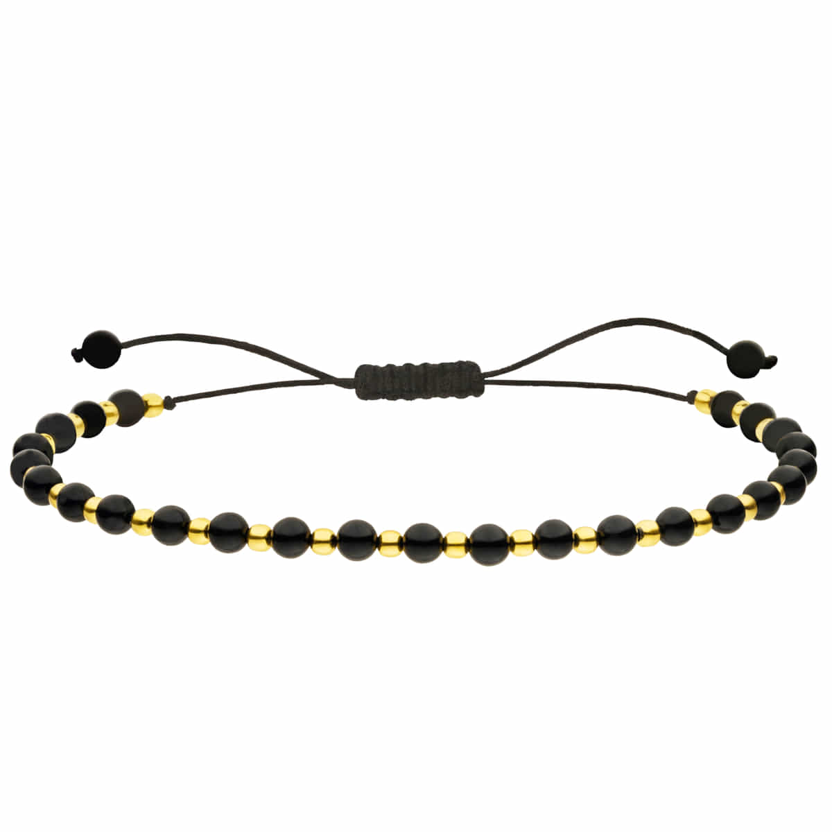 Onyx Armband 925 Silber vergoldet - Naturstein Verstellbare Länge