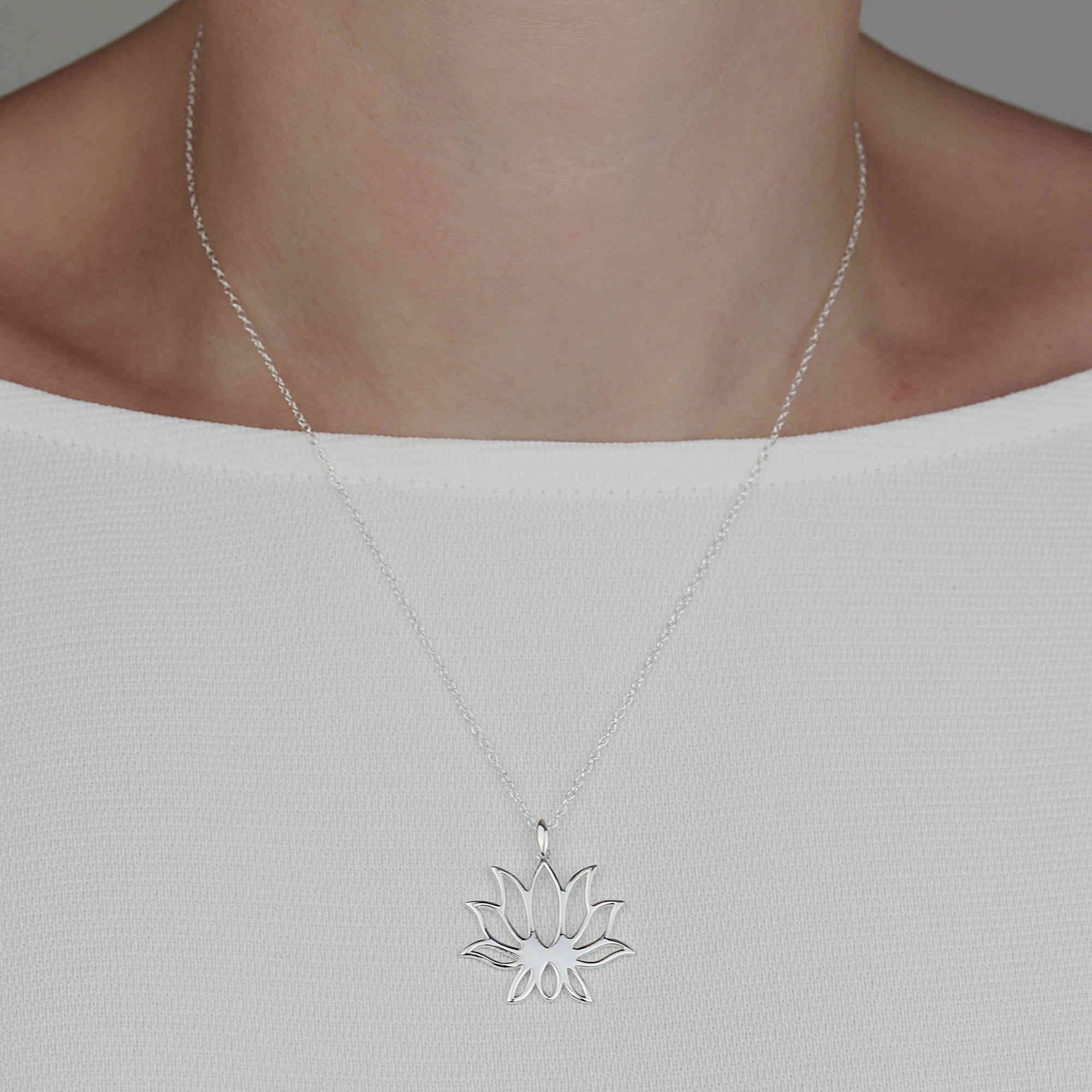 Halskette Lotusblume 925 Silber | Lotosblüte Lotus Seerose Schmuck