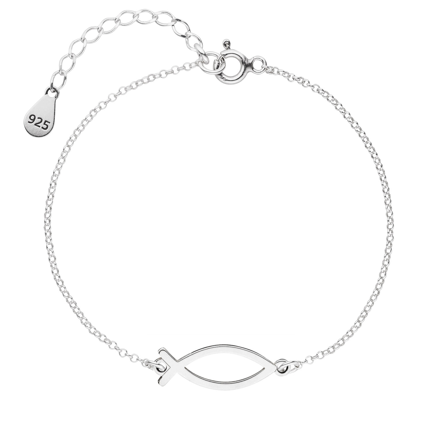Armkette ICHTHYS Fisch-Symbol 925 Silber | Schmuck Christusfisch Armband Jesusfisch