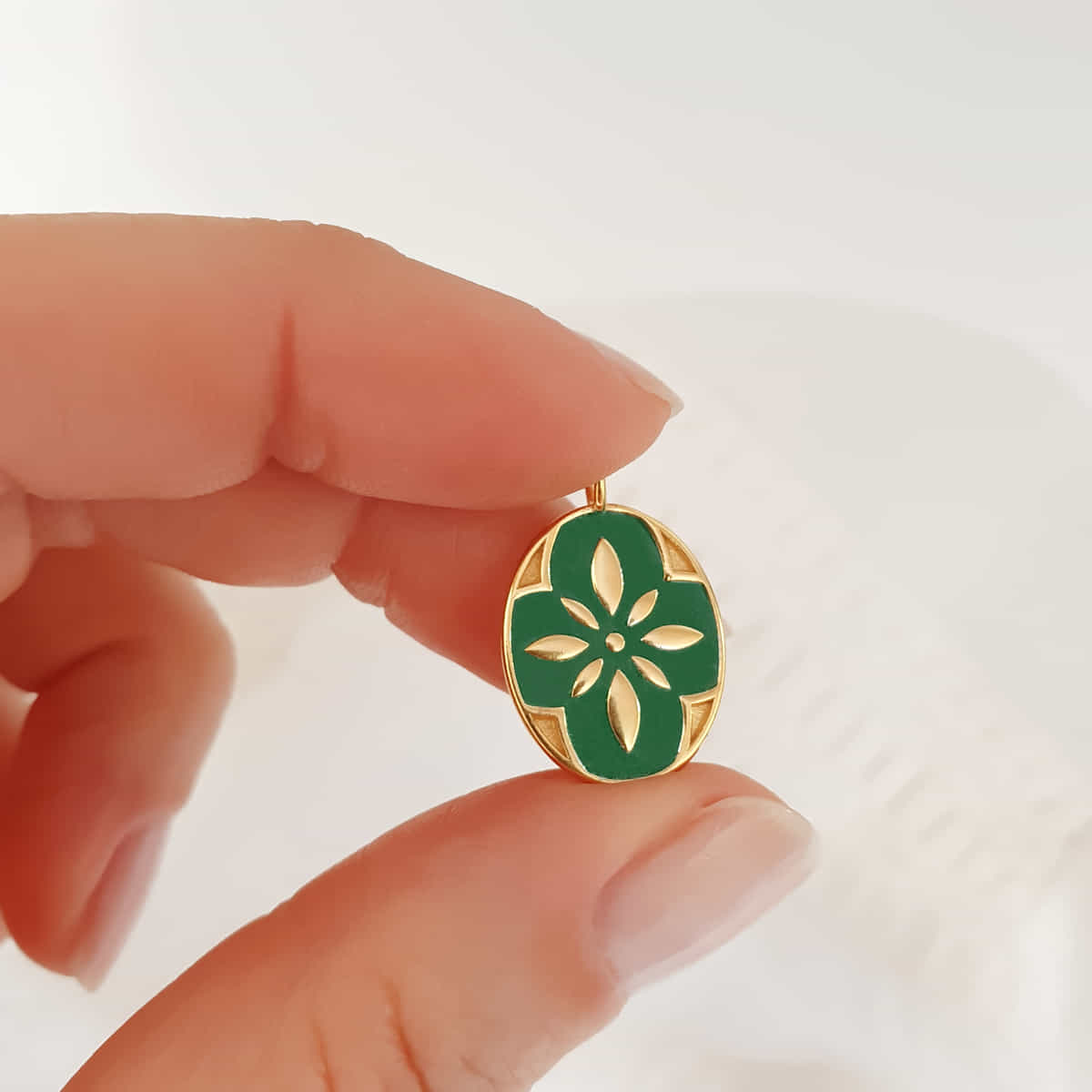 Vintage-Blume Anhänger 925 Silber vergoldet Emaille