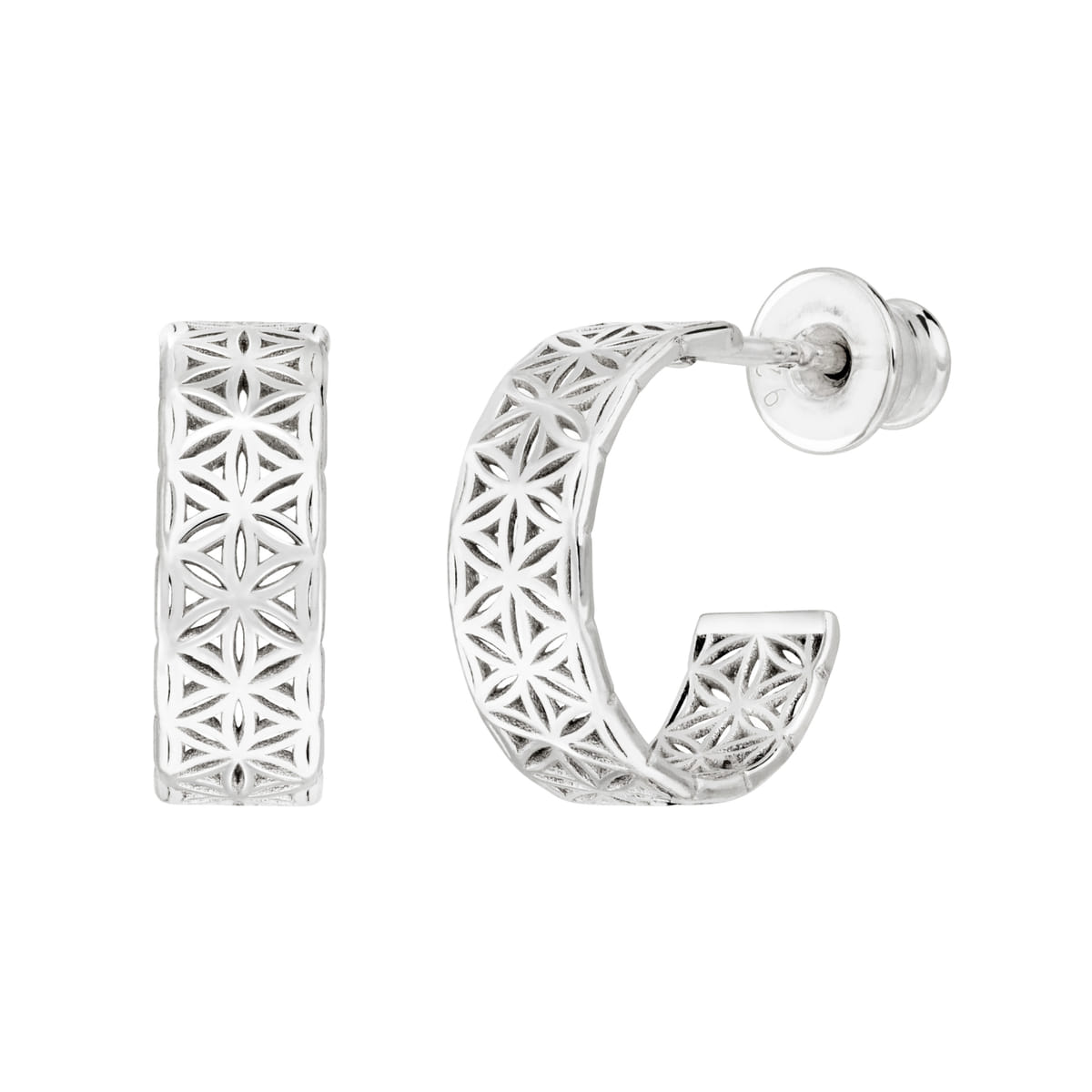 Blume des Lebens Creolen 925 Silber