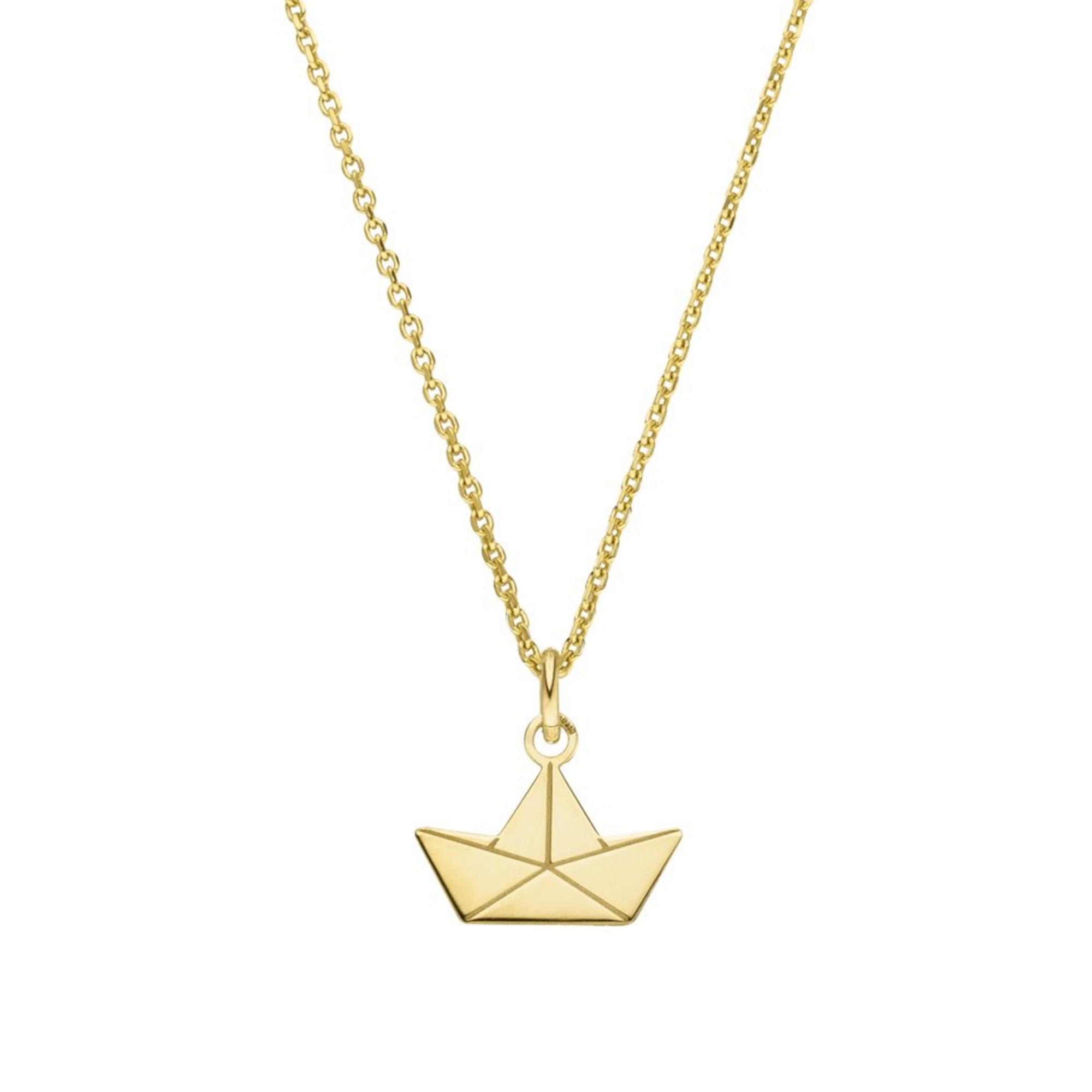 Halskette Papierboot Silber vergoldet | Kette Boot Papierschiff  Origami Schmuck
