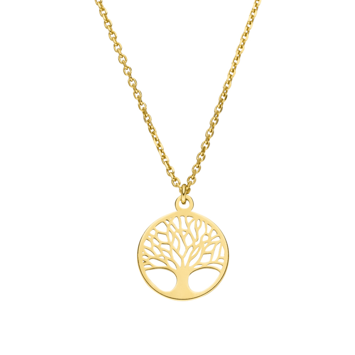 Halskette mit Lebensbaum 925 Silber vergoldet mini ø 12 mm  / Baum des Lebens Anhänger Schmuck