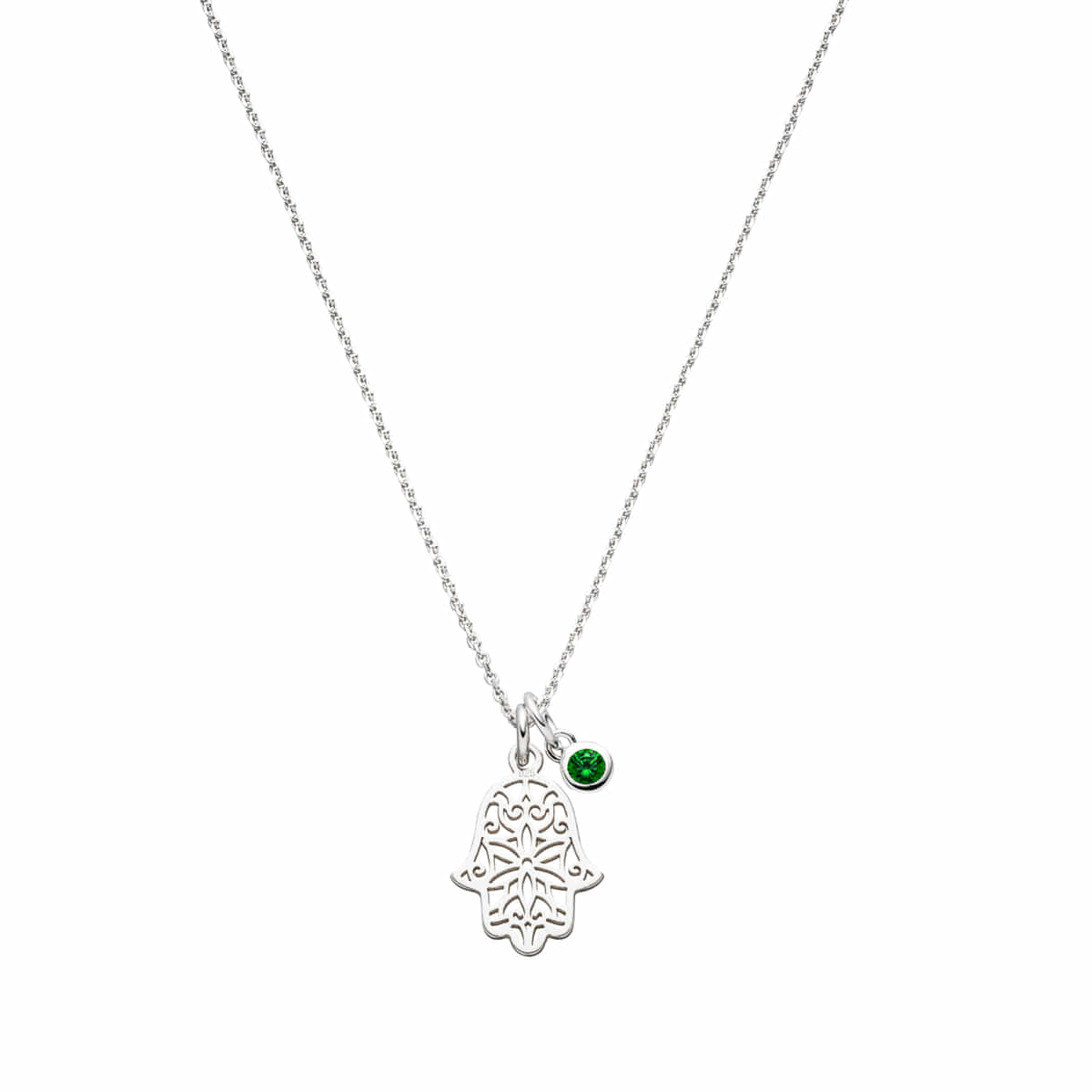 Fatima Halskette 925 Silber Zirkonia Grün